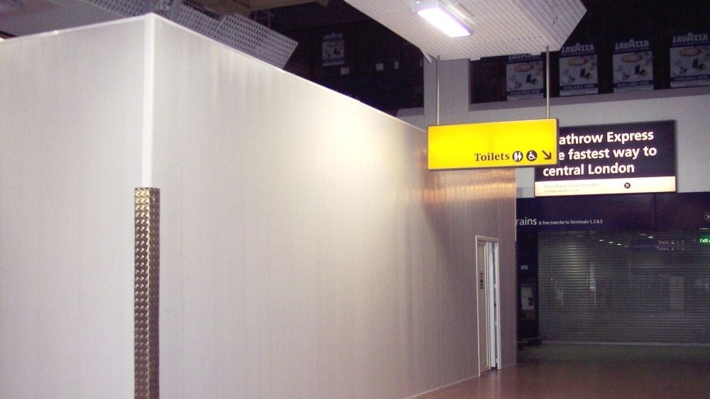 PVC indoor hoarding at Heathrow Airport