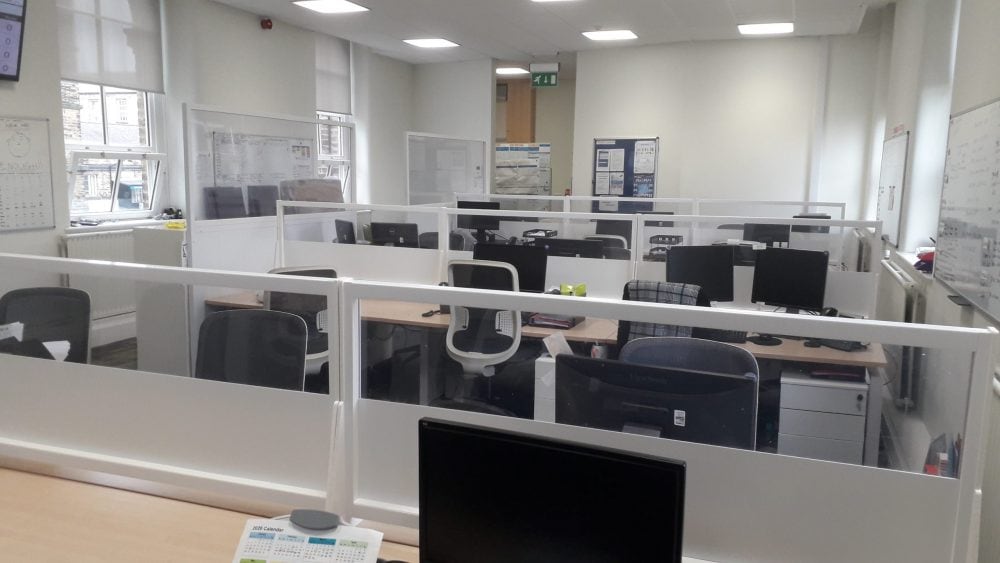 Protective Screens in an open plan office