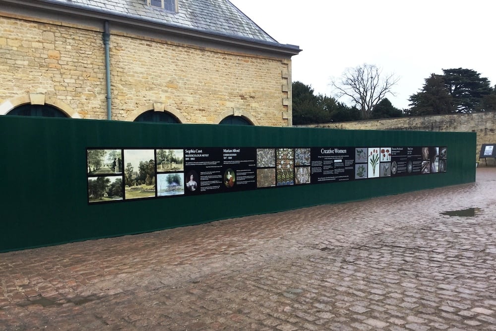Belton House hoarding with graphics