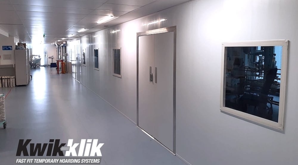 Hygienic partition wall in Bristol Royal Infirmary