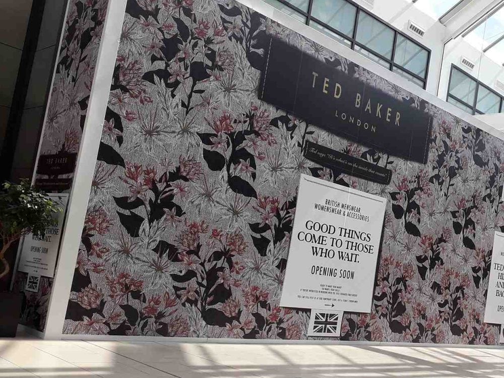Ted Baker large format graphics on Fire Rated hoarding