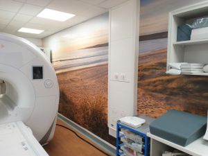 Wall graphics in MRI scanner room