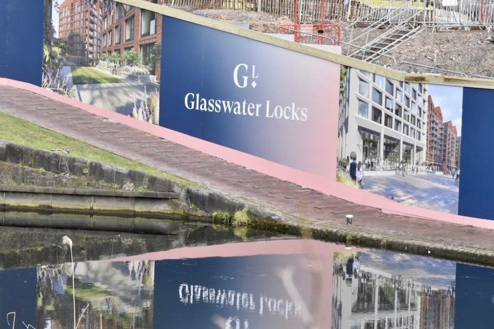 Glasswater Locks canal side hoarding